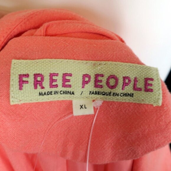 Free People Olivia Blazer Linen Blend Boxy Strawberry Colada Pink Oversized XL - Picture 7 of 7